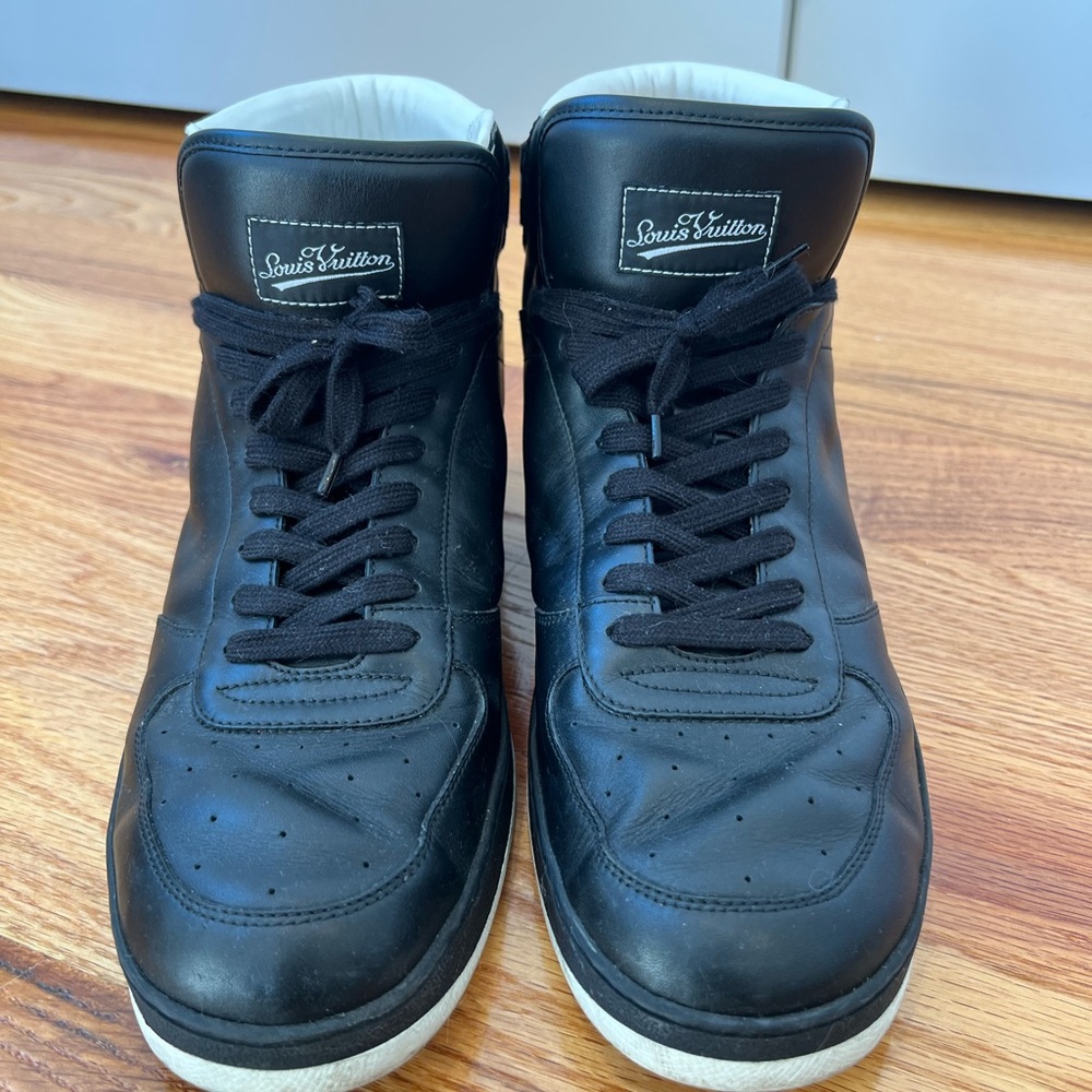 Black Louis Vuitton high top sneakers. - Picture 2 of 4